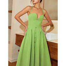 Load image into Gallery viewer, Gentle Square Collar Sling Midi Dress French Elegant Slit Design Dress