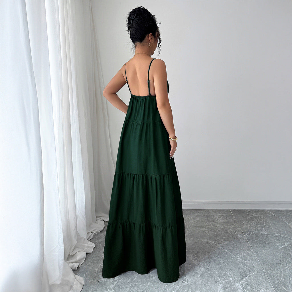 Elegant Camisole Tube Top Long Dress Women Clothing Autumn Winter