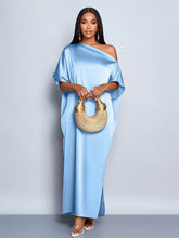 Load image into Gallery viewer, Women Clothing Early Autumn Satin Dress Yellow Satin Maxi Dress