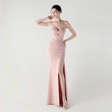 Load image into Gallery viewer, Boning Corset Waist Tube Top Heart Collar Hollow Out Cutout out Strap Cocktail Wedding Red Carpet Evening Dress