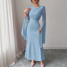 Load image into Gallery viewer, Spring Stitching Mesh Large Swing Sleeves Sexy Slim Fit Fishtail Dress