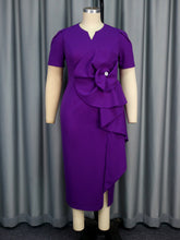 Load image into Gallery viewer, Half Open Collar Three Dimensional Floral Dress Cocktail Club High Waisted Dress
