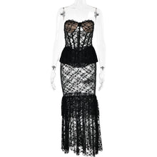 Load image into Gallery viewer, Autumn Winter Lace See through Tube Top Fishtail Dress Sexy Tight Sexy Night Club Long Dress