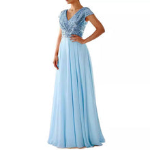 Load image into Gallery viewer, Summer Dress V neck Sequ Chiffon Stitching Evening Maxi Dress