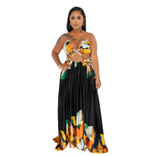 Load image into Gallery viewer, Women Wear Contrast Color Lace up Sleeveless Wrapped Chest Dress