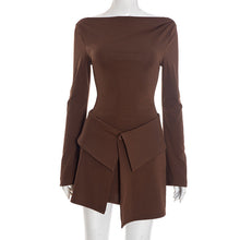 Load image into Gallery viewer, Women Clothing Winter Micro Pull Long Sleeve Short Dress Fold Button Two Piece Overskirt Set