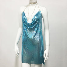 Load image into Gallery viewer, Metallic Coated Fabric Women Clothing Metal Sequ Dress Sexy Sweet Spicy Dress Rhinestone Cami Dress Women