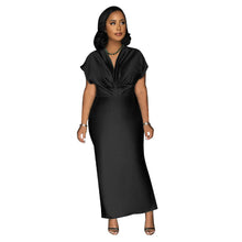 Load image into Gallery viewer, Women Wear V neck Short Sleeve Elegant Slim Back Slit Dress