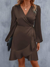 Load image into Gallery viewer, V neck Dress Satin Waist Tight Low Cut Casual Midi Dress Sweet Women Clothing