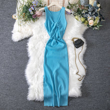 Load image into Gallery viewer, Women Clothing Summer Sexy Kinked Chest Flattering Machine Hollowed Reversible Knitted Dress