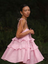 Load image into Gallery viewer, Sling Dress Summer Multi Layer Ruffled Tiered Dress Short Backless Sling Dress