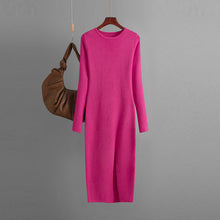 Load image into Gallery viewer, Autumn Winter Slim Fit Knitted Dress Women Inner Wear Outer Wear Mid Length Long Sleeve Tight Bottoming Hip