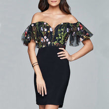 Load image into Gallery viewer, Women Clothing Dress Mesh Embroidery Sexy Lace up Dress