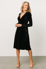 Load image into Gallery viewer, Dress Gold Velvet Sexy V neck Waist Controlled Long Sleeves Large Swing Dress