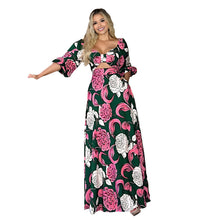 Load image into Gallery viewer, Women Square Collar Bow Hollow Out Cutout Design Bubble Long Sleeve Maxi Dress