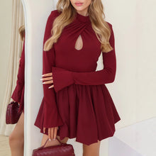 Load image into Gallery viewer, Women Clothing Autumn Winter Long Sleeve Sexy Cutout Short Sexy Dress