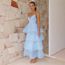 Load image into Gallery viewer, Sexy Backless Spaghetti Straps Cake Pleated Lace up Evening Party Dress Slim Fit Dress Women