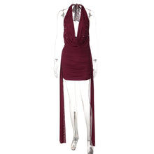 Load image into Gallery viewer, Winter Arrival Stylish Water Drop Decorative Ribbon Sexy V neck Halter Backless Sheath Dress