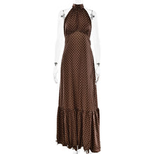 Load image into Gallery viewer, French Halter Polka Dot Satin Dress Sexy Elegant Backless Waist Trimming Dress