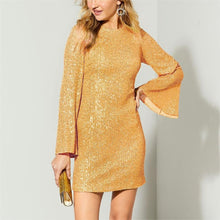 Load image into Gallery viewer, Autumn Winter Women Clothing Sequined Flare Sleeve Dress