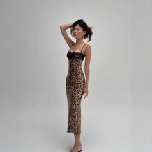 Load image into Gallery viewer, Lace Stitching Tube Top Sling Leopard Sequined Party Dress Maxi Dress