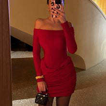 Load image into Gallery viewer, Women Clothing off Neck Waist Tight Sexy Hip Wrapped Dress