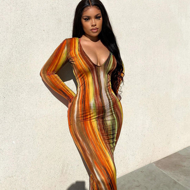 Women Clothing Spring Summer Colorful Tie Dye off Shoulder Tube Top Dress