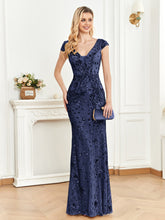 Load image into Gallery viewer, Sequined Champagne Evening Dress Women Cocktail Sexy Slim Fit Fishtail Long Toast Dress
