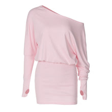 Load image into Gallery viewer, Women Clothing Autumn Personalized One Shoulder Cold Shoulder Long Sleeve Faux Two Piece Waist Slimming Hip