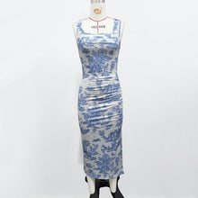 Load image into Gallery viewer, Summer Fresh Maxi Dress Square Collar Slimming Side Slit Sling Dress