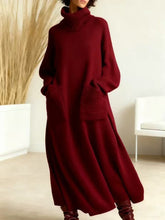 Load image into Gallery viewer, High Neck Woolen Dress Loose Woolen Coat