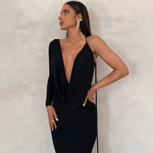 Load image into Gallery viewer, Women Clothing Autumn Winter Sexy Solid Color One Shoulder Slim Dress