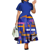 Load image into Gallery viewer, Plus Size Women Clothing Summer Fashionable Elegant Collared Ruffle Sleeve Dress Large Swing African Dress With pockets