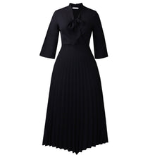 Load image into Gallery viewer, Three Quarter Sleeve Lace up Elegant Asymmetric Dress Pleated Dress