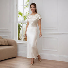 Load image into Gallery viewer, Women High Grade Satin Slim Fit Long off Shoulder Elegant Lace up Dress