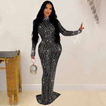 Load image into Gallery viewer, Women Wear Solid Color Mesh Drilling Dress Long