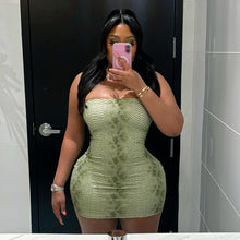 Load image into Gallery viewer, Autumn Winter Women Personalized Snake Pattern Printed Sexy Tube Top Backless Sheath Sexy Dress