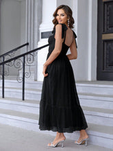 Load image into Gallery viewer, Fashionable Women Clothing Evening Dress Lace up Shoulder Pleated Hem Mesh Dress