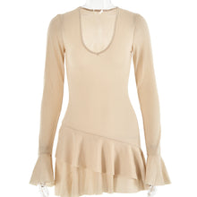Load image into Gallery viewer, Autumn Deep V Plunge neck Dress Women Flared Sleeves Tight Sexy Sheath Dress