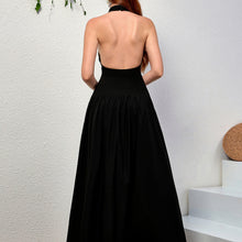 Load image into Gallery viewer, Elegant Halter Knitted Dress Sexy Backless Slim Fit A line Pleated Long Formal Dress
