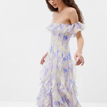 Load image into Gallery viewer, Seaside Vacation Cami Dress Yarn French Ruffled Beach Dress Atmosphere Maxi Dress Elegant