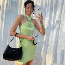 Load image into Gallery viewer, Round Neck Twisted off Shoulder Short Dress Women Summer Pleated Sexy Dress