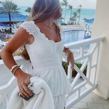 Load image into Gallery viewer, Women Summer Dress Wooden Ear MiuMiu Bag Sleeve Cinched Bodycon Irregular Asymmetric Hem Tiered Dress