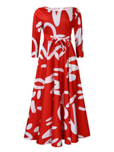 Load image into Gallery viewer, Women Clothing Spring Elegant Graceful Printed Lace up Large Dress