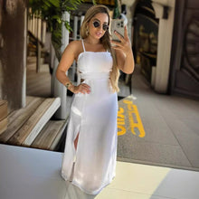 Load image into Gallery viewer, Women Solid Color Sleeveless Split Hip Strap Backless Dress