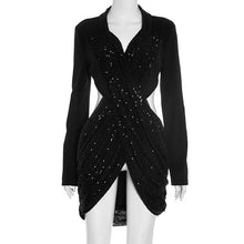 Load image into Gallery viewer, Women Clothing Autumn Solid Color Sequ Backless Long Sleeves Slim Fit Elegant Short Stitching Dress