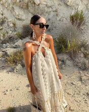 Load image into Gallery viewer, Halter Three Dimensional Floral Mop Tiered Dress
