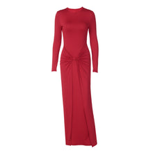 Load image into Gallery viewer, Women Clothing Winter Elegant Slim Twist Fold round Neck Long Sleeved Dress