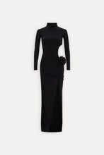 Load image into Gallery viewer, Sexy Women Clothing Hollow Out Cutout out Socialite Private Dress Evening Dress Elegant Three Dimensional Floral Turtleneck Dress