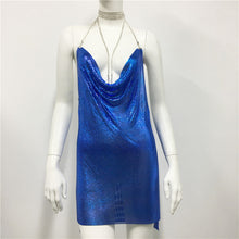 Load image into Gallery viewer, Metallic Coated Fabric Women Clothing Metal Sequ Dress Sexy Sweet Spicy Dress Rhinestone Cami Dress Women